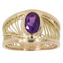 18ct Yellow Gold Amethyst Solitaire Fancy Ring