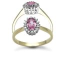 9 Carat Yellow Gold 12pts Pink Sapphire And Diamond Cluster Ring