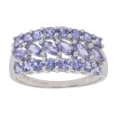 9ct White Gold Tanzanite Three Row Fancy Ring