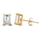 9ct Yellow Gold Rectangular Cubic Zirconia Claw Set Studs