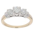 14ct Yellow Gold 1.00ct Brilliant Cut Diamond Trilogy Ring