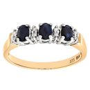 9ct Yellow Gold Diamond and Sapphire Dress Ring