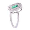 Platinum Emerald and 0.40ct Diamond Ring