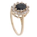 9ct Yellow Gold Sapphire And Cubic Zirconia Cluster Ring