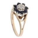 9ct Yellow Gold 0.05ct Diamond and Sapphire Cluster Ring