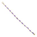 9ct Yellow And White Gold 0.05ct Diamond And Amethyst Bracelet 6.5"