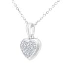 9ct White Gold Diamond Heart Halo Pendant Necklace