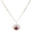 9ct Yellow Gold Multi-Gemstone Fob Pendant And Chain 18"