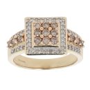9ct Yellow Gold 0.85ct Diamond Cluster Ring