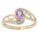 9ct Yellow And White Gold 0.02ct Diamond And Amethyst Ring