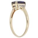 9ct Yellow Gold 0.05ct Diamond and Created Sapphire Solitaire Ring