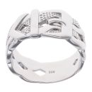 Silver Patterned Buckle Ring By Icesia