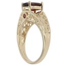 9ct Yellow Gold Garnet Solitaire Patterned Ring