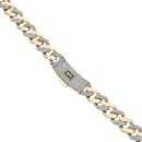14ct Yellow Gold Monaco Curb Alternate Cubic Zirconia Pave Lock Chain 24"