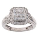 9ct White Gold 0.56ct Brilliant Cut Diamond Cluster Ring