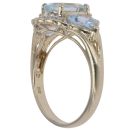 9ct Yellow Gold 0.05ct Diamond and Aquamarine Fancy Ring