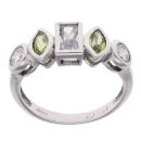 9ct White Gold Cubic Zirconia and Peridot Fancy Ring