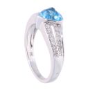 9ct White Gold Blue Topaz and Diamond Dress Ring