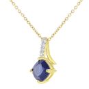 9ct Yellow Gold Sapphire Crossover Diamond Pendant Necklace