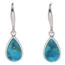 925 Sterling Silver Turquoise Teardrop Drop Earrings