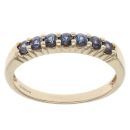 9ct Yellow Gold Blue Gemstone Half Eternity Ring