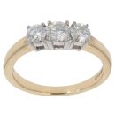 18ct Yellow Gold 0.75ct Brilliant Cut Diamond Trilogy Ring