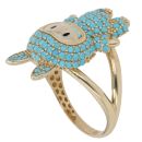 14ct Yellow Gold Blue Gemstone Bunny Ring
