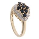 9ct Yellow Gold 0.10ct Diamond And Sapphire Cluster Ring