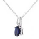 9ct White Gold Oval Sapphire and Diamond Pendant Necklace