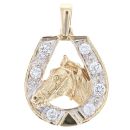 9ct Yellow Gold Cubic Zirconia Horseshoe Pendant