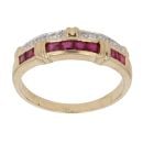 18ct Yellow Gold 0.05ct Diamond And Ruby Ring