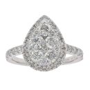 18ct White Gold 1.00ct Brilliant Cut Diamond Cluster Ring