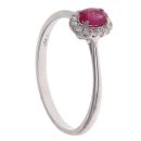 9ct White Gold 0.15ct Diamond And Ruby Cluster Ring