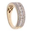 18ct Yellow Gold 1.00ct Diamond Three Row Ring