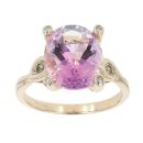 9ct Yellow Gold Yellow and Pink Topaz and 0.05ct Diamond Ring