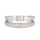 Sterling Silver Double Bridal Band Cubic Zirconia Ring