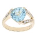 9ct Yellow Gold 0.10ct Diamond And Blue Topaz Dress Ring