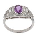 Platinum 1.15ct Pink Sapphire and 0.55ct Diamond Vintage Inspired Ring