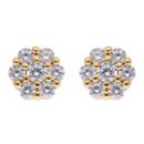 Gold Plated Silver Cubic Zirconia Cluster Stud Earrings
