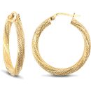 9ct Yellow Gold Frosted Hoop Earrings