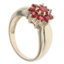 9ct Yellow Gold Red Gemstone Cluster Ring
