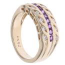 9ct Yellow Gold Cubic Zirconia And Amethyst Ring