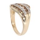 9ct Yellow Gold 0.60ct Brilliant Cut Brown And White Diamond Crossover Ring
