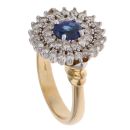 18ct Yellow Gold 0.75ct Diamond and Sapphire Cluster Ring