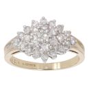 9ct Yellow Gold 0.50ct Diamond Cluster Ring