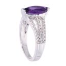 9ct White Gold Amethyst and Diamond Marquise Ring