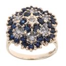 9ct Yellow Gold 0.05ct Diamond and Sapphire Cluster Ring