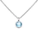 925 Sterling Silver Blue Topaz Pendant and Chain 18"