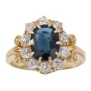 14ct Yellow Gold 1.00ct Diamond And Sapphire Cluster Ring
