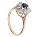 9ct Yellow Gold Sapphire And Cubic Zirconia Cluster Ring